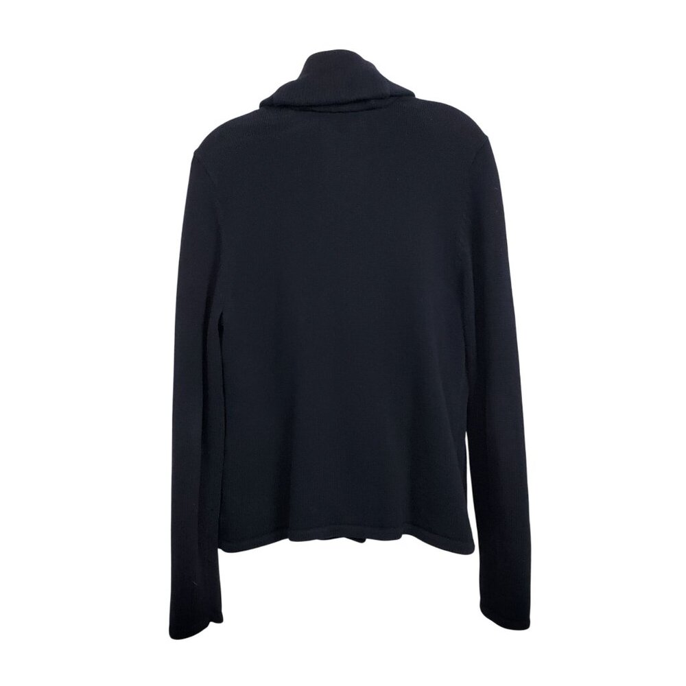 Chaps Womens Size L Cardigan Cotton Sweater Shawl Collar Gold Buttons Crest Navy - Picture 3 of 12